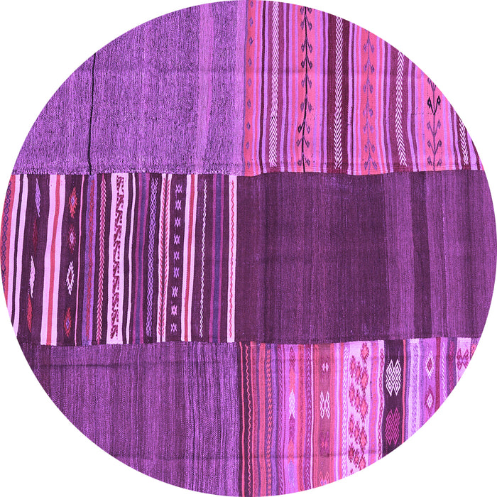 Round Machine Washable Southwestern Purple Country Area Rugs, wshcon2689pur