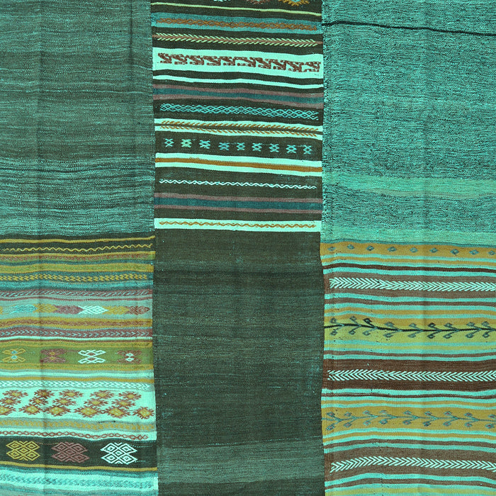 Machine Washable Southwestern Turquoise Country Area Rugs, wshcon2689turq