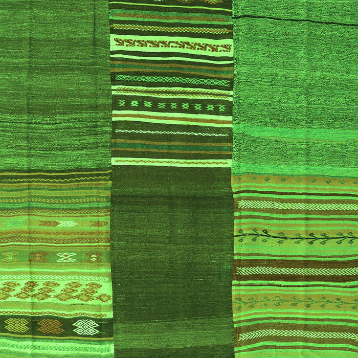 Serging Thickness of Machine Washable Southwestern Green Country Area Rugs, wshcon2689grn