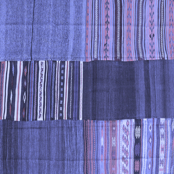 Square Machine Washable Southwestern Blue Country Rug, wshcon2689blu