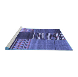 Sideview of Machine Washable Southwestern Blue Country Rug, wshcon2689blu