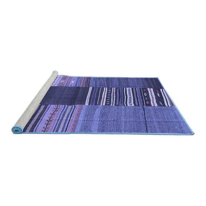 Sideview of Machine Washable Southwestern Blue Country Rug, wshcon2689blu