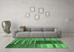 Machine Washable Southwestern Emerald Green Country Area Rugs in a Living Room,, wshcon2689emgrn