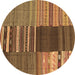 Round Southwestern Brown Country Rug, con2689brn