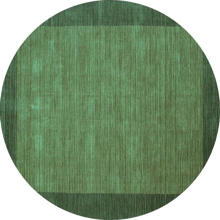 Round Machine Washable Abstract Turquoise Contemporary Area Rugs, wshcon268turq