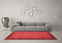 Machine Washable Abstract Red Contemporary Rug, wshcon268red