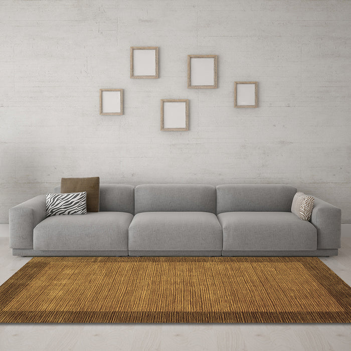 Machine Washable Abstract Brown Contemporary Rug in a Living Room,, wshcon268brn