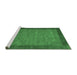 Sideview of Machine Washable Abstract Emerald Green Contemporary Area Rugs, wshcon268emgrn