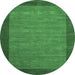 Round Machine Washable Abstract Emerald Green Contemporary Area Rugs, wshcon268emgrn