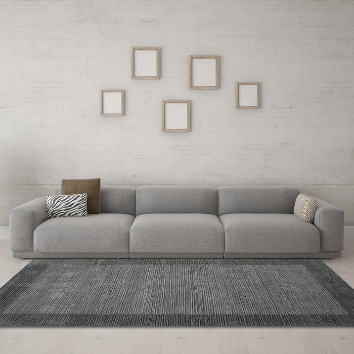Machine Washable Abstract Gray Contemporary Rug in a Living Room,, wshcon268gry