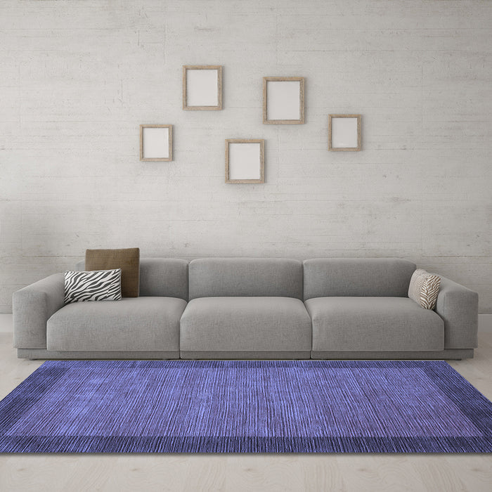 Machine Washable Abstract Blue Contemporary Rug in a Living Room, wshcon268blu