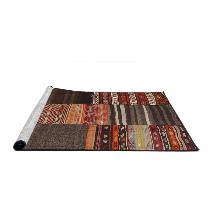 Serging Thickness of Machine Washable Contemporary Dark Gold Brown Rug, wshcon2690