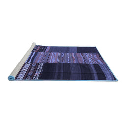 Sideview of Machine Washable Southwestern Blue Country Rug, wshcon2690blu