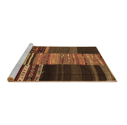 Sideview of Machine Washable Southwestern Brown Country Rug, wshcon2690brn
