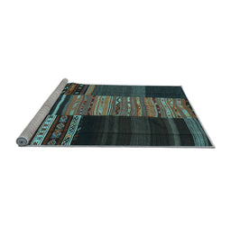 Sideview of Machine Washable Southwestern Light Blue Country Rug, wshcon2690lblu