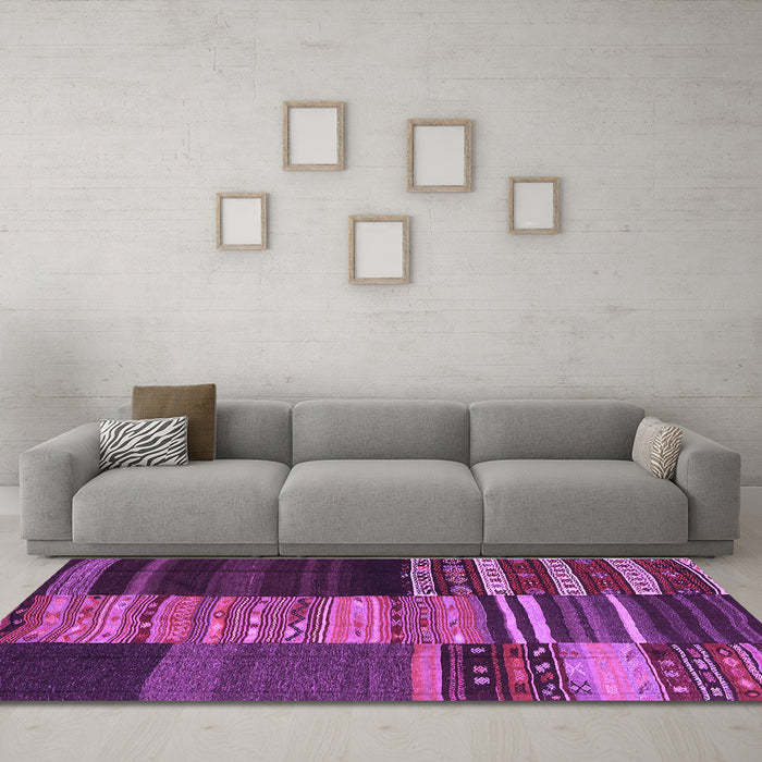 Machine Washable Southwestern Purple Country Area Rugs in a Living Room, wshcon2690pur