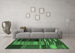 Machine Washable Southwestern Emerald Green Country Area Rugs in a Living Room,, wshcon2690emgrn