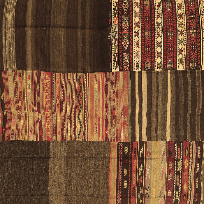 Square Machine Washable Southwestern Brown Country Rug, wshcon2690brn