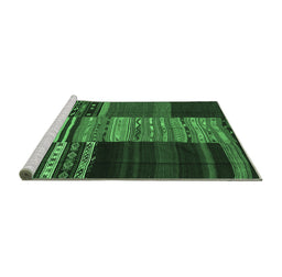 Sideview of Machine Washable Southwestern Emerald Green Country Area Rugs, wshcon2690emgrn
