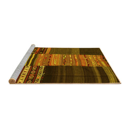 Sideview of Machine Washable Southwestern Yellow Country Rug, wshcon2690yw