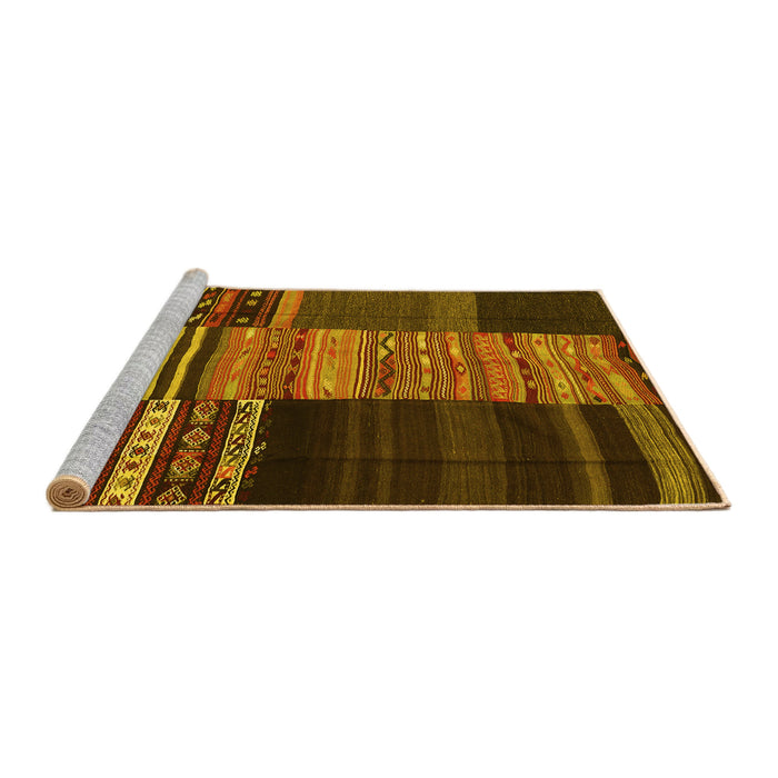 Sideview of Machine Washable Southwestern Yellow Country Rug, wshcon2690yw