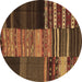 Round Southwestern Brown Country Rug, con2690brn