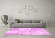 Machine Washable Patchwork Pink Transitional Rug in a Living Room, wshcon2691pnk