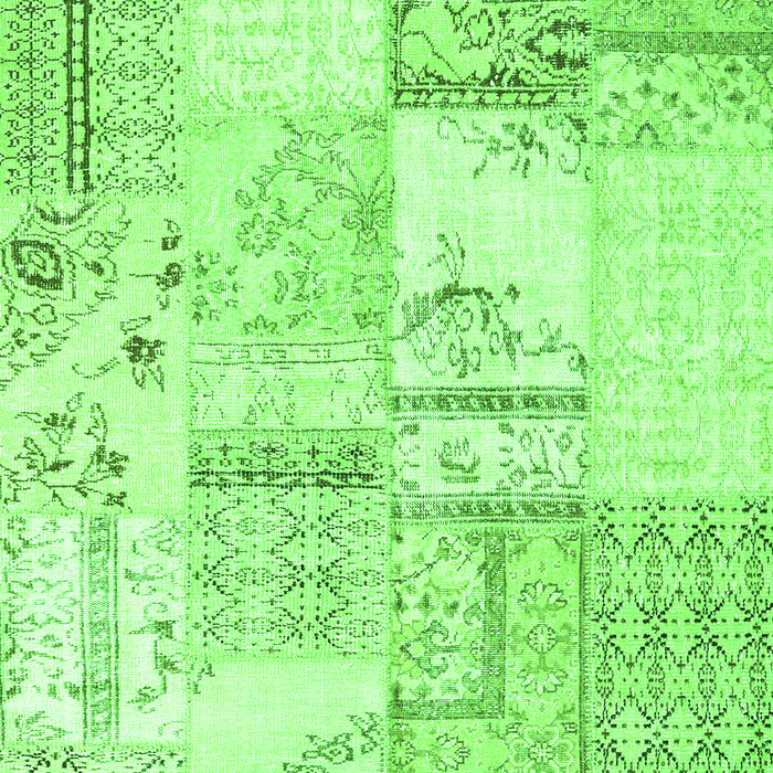 Serging Thickness of Machine Washable Patchwork Green Transitional Area Rugs, wshcon2691grn