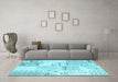 Machine Washable Patchwork Light Blue Transitional Rug in a Living Room, wshcon2691lblu