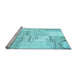 Sideview of Machine Washable Patchwork Light Blue Transitional Rug, wshcon2691lblu