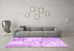 Machine Washable Patchwork Purple Transitional Area Rugs in a Living Room, wshcon2691pur