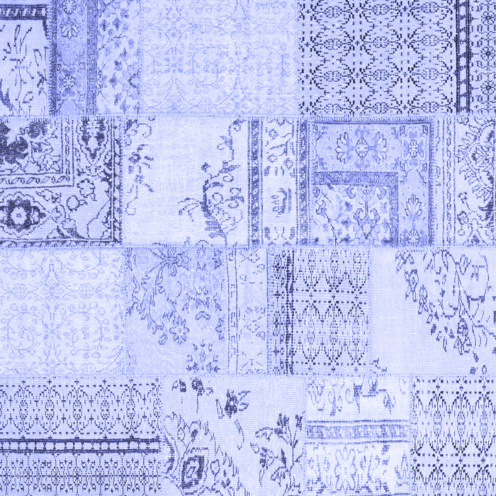 Square Machine Washable Patchwork Blue Transitional Rug, wshcon2691blu