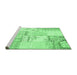 Sideview of Machine Washable Patchwork Emerald Green Transitional Area Rugs, wshcon2691emgrn