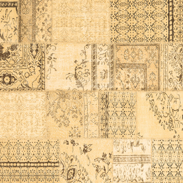 Square Machine Washable Patchwork Brown Transitional Rug, wshcon2691brn