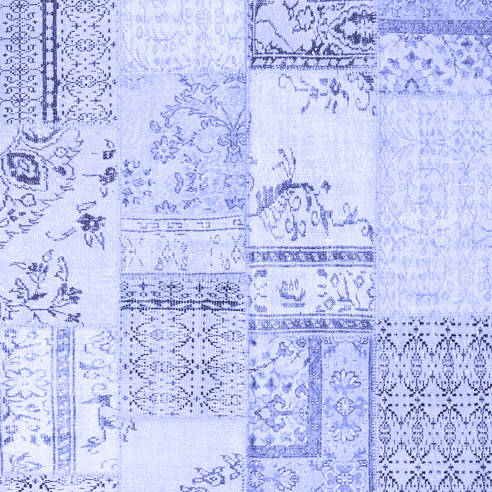 Machine Washable Patchwork Blue Transitional Rug, wshcon2691blu