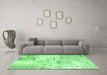 Machine Washable Patchwork Emerald Green Transitional Area Rugs in a Living Room,, wshcon2691emgrn