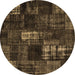 Round Patchwork Brown Transitional Rug, con2692brn