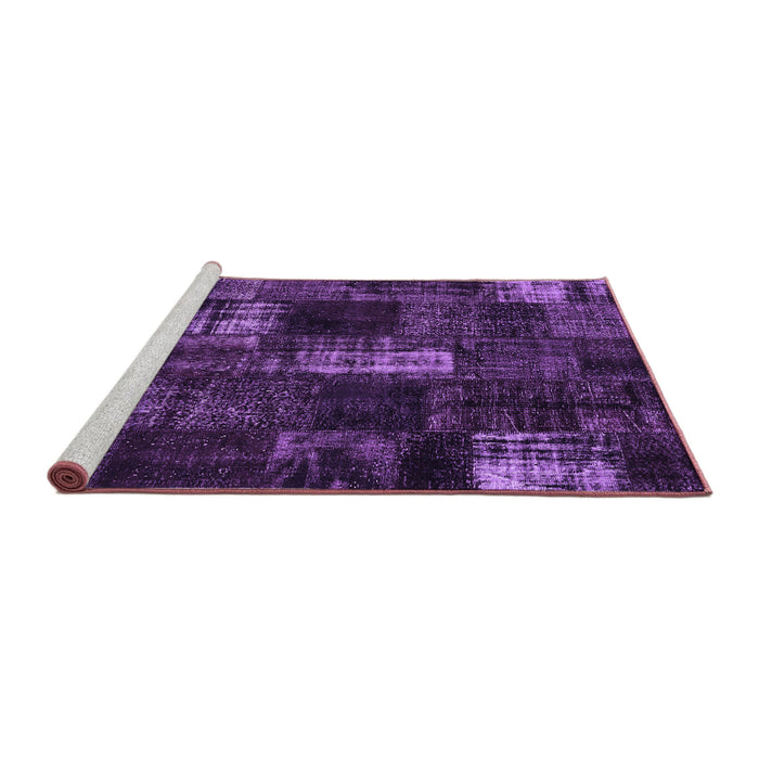 Sideview of Machine Washable Patchwork Purple Transitional Area Rugs, wshcon2692pur