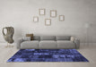 Machine Washable Patchwork Blue Transitional Rug in a Living Room, wshcon2692blu