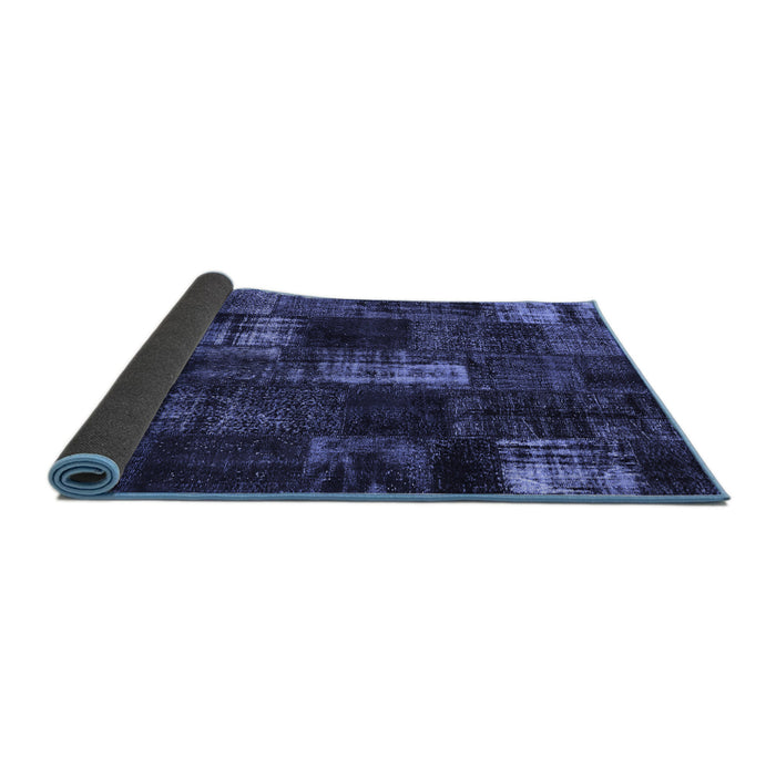 Sideview of Patchwork Blue Transitional Rug, con2692blu