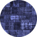 Round Patchwork Blue Transitional Rug, con2692blu