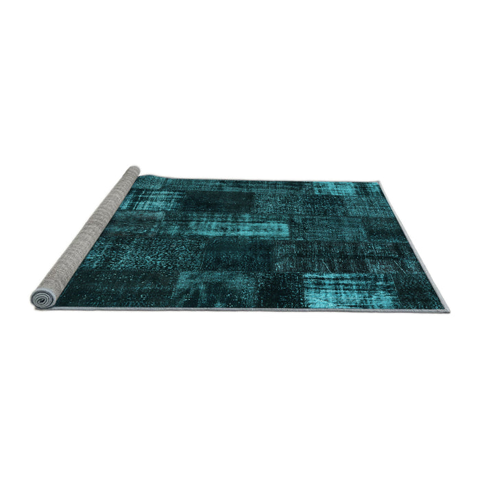 Sideview of Machine Washable Patchwork Light Blue Transitional Rug, wshcon2692lblu