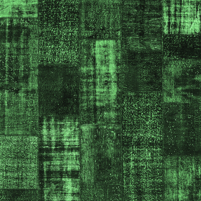 Machine Washable Patchwork Emerald Green Transitional Area Rugs, wshcon2692emgrn
