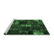 Sideview of Machine Washable Patchwork Emerald Green Transitional Area Rugs, wshcon2692emgrn