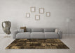 Machine Washable Patchwork Brown Transitional Rug in a Living Room,, wshcon2692brn