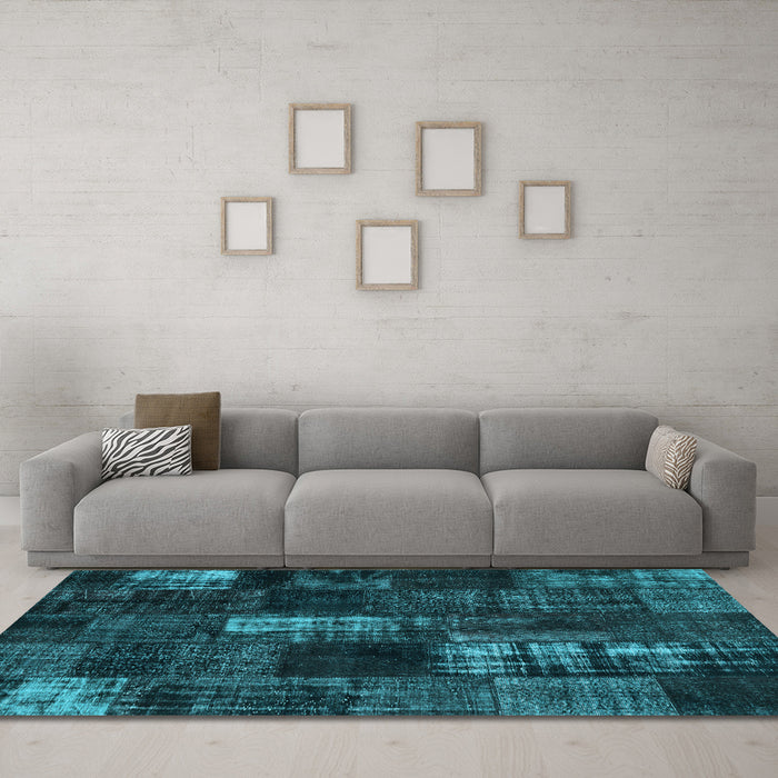 Machine Washable Patchwork Light Blue Transitional Rug in a Living Room, wshcon2692lblu