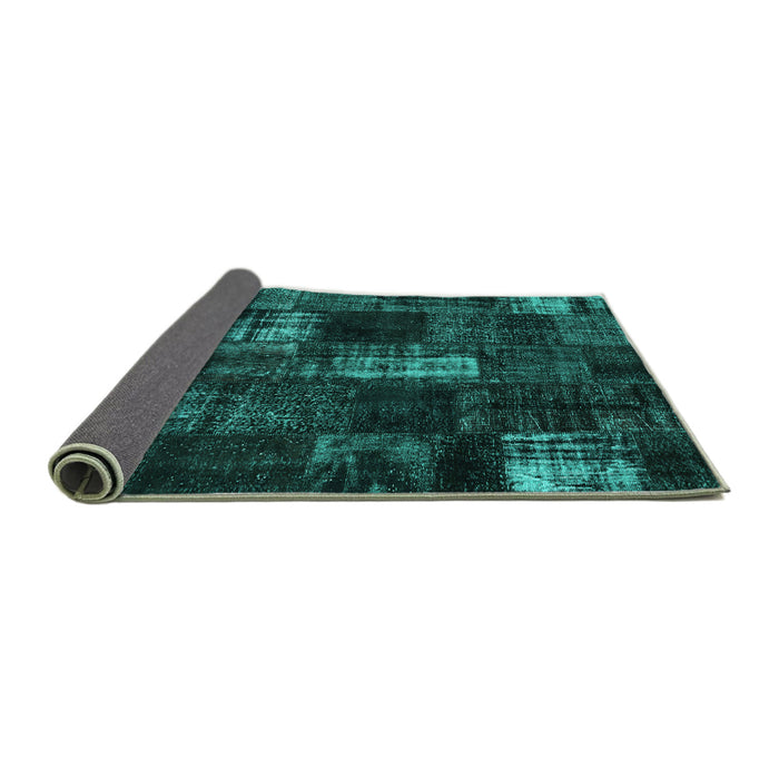 Sideview of Patchwork Turquoise Transitional Rug, con2692turq