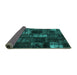 Sideview of Patchwork Turquoise Transitional Rug, con2692turq