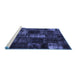 Sideview of Machine Washable Patchwork Blue Transitional Rug, wshcon2692blu