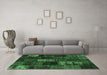 Machine Washable Patchwork Emerald Green Transitional Area Rugs in a Living Room,, wshcon2692emgrn